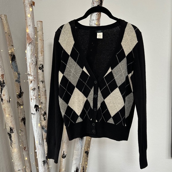 J. CREW ARGYLE CARDIGAN SWEATER - Picture 1 of 5